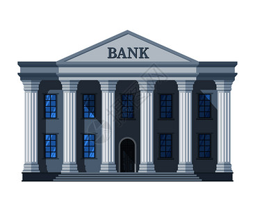 俯视大楼银行大楼或法院用白色背景孤立的矢量柱图解银行大楼建筑结构