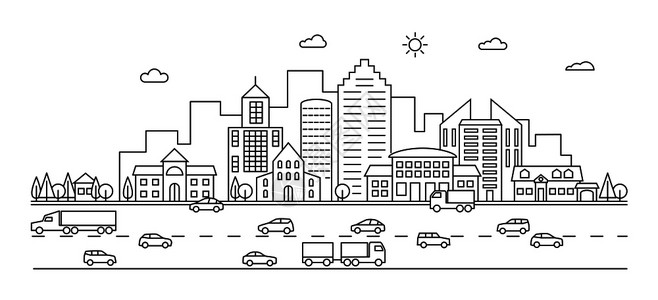 城市黑白网络设计图背景图片