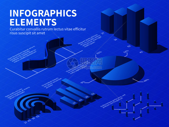 3d统计图表和增长百分比表企业列报矢量信息图表图片