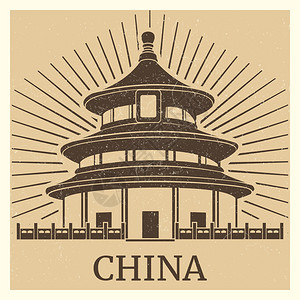 北京天坛建筑插画背景图片