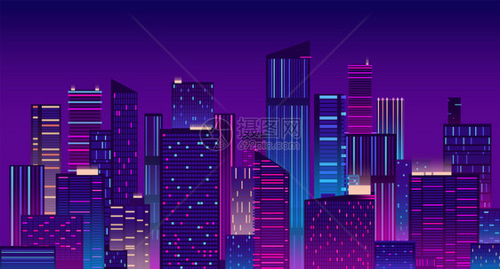 夜间城市建筑背景图片