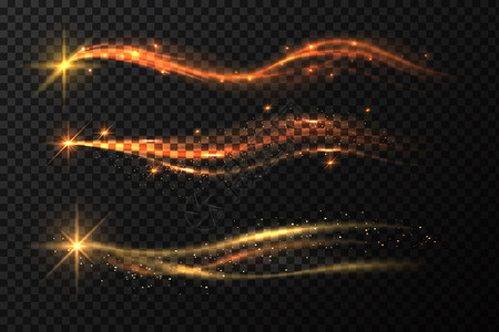 金星足迹有闪光效应的神奇金星尘流或火光线带金色花插图的闪矢量足迹效应带闪亮的神奇金星尘流或火光线图片