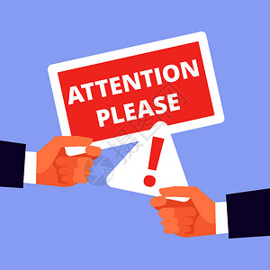 两只小鸭两只卡通手举起请注意标签插画