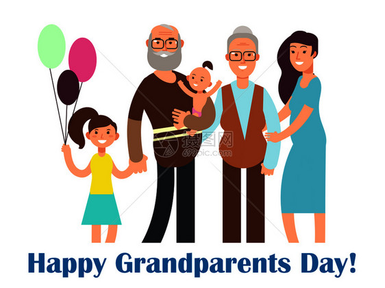 祖父母快乐的家庭祖父母日矢量图祖和父日外孙子女日外与祖父母的喜家庭图片