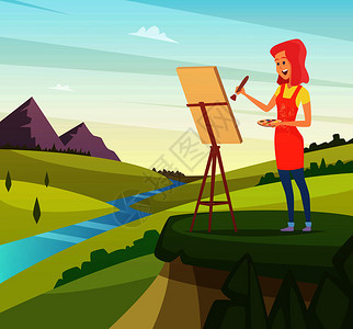 画刷油漆艺术绘画家和修饰矢量图解画的艺术家背景图片