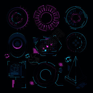 数字网络界面的圆形未来状hudscif符号可视化技术数据全息图仪表gui进程矢量说明符号图片