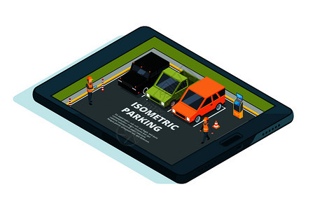 在线付费停车场的应用程序概念图图片