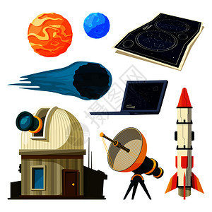 各种天文学卫星行星火箭宇宙图纸笔记本矢量图图片