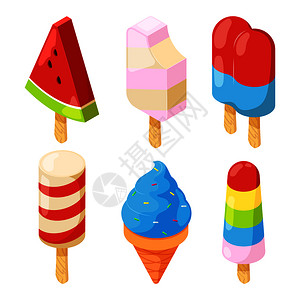 夏天3d冰淇淋矢量插图图片