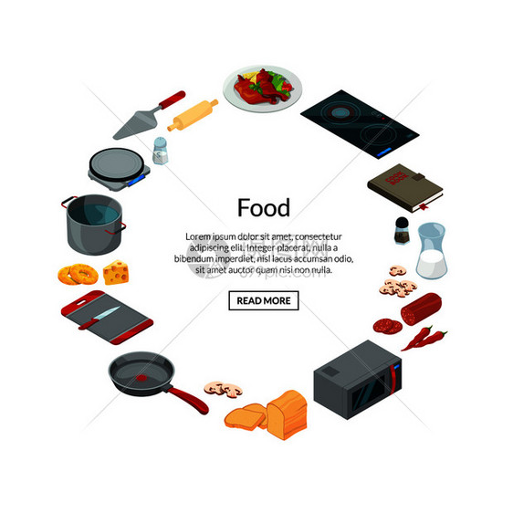 烹饪食物海报矢量插画图片