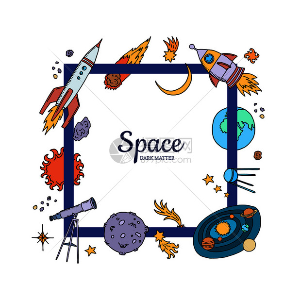宇宙太空火箭行星飞船的边框