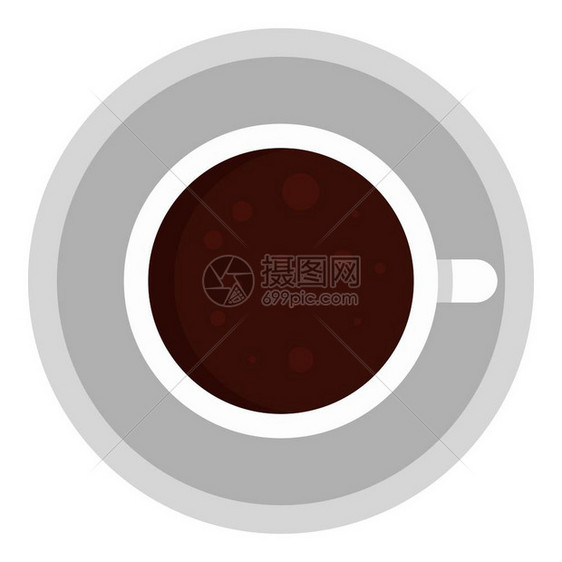 顶部视图咖啡杯标用于网络设计的顶层视图咖啡杯矢量标的平面插顶层视咖啡杯标平面风格图片
