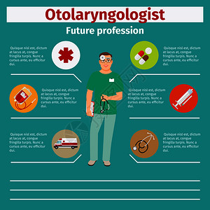 职业耳鼻喉科医师信息矢量图表图片