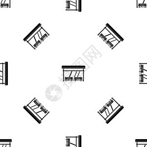 公共汽车站黑色模式矢量几何图图片