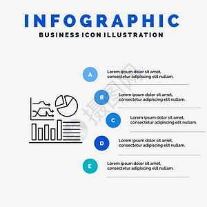 图表成功流程图商务行标带有5步插图背景图片