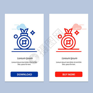 奖项章彩带蓝色和红徽章下载购买网络元件卡模板图片