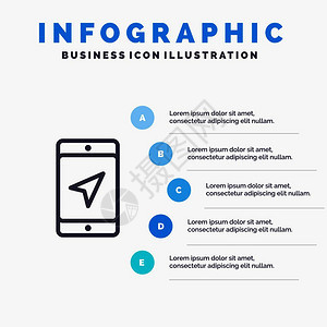 移动位置服务线标带有5步插图背景图片