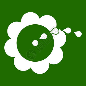 水花卡卡绿色背景上孤立的花水图标白矢量说明水花图标绿化插画