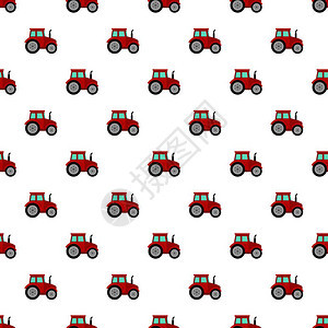 红色拖拉机图案无缝矢量图图片