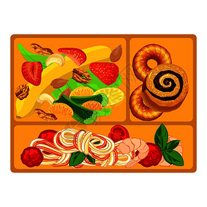 图标卡通用于在白色背景上孤立的网络设计健康午餐盒图标卡通风格插画