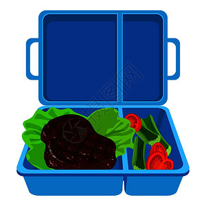 图标的漫画用于在白色背景上孤立的网络设计午餐盒图标卡通风格插画