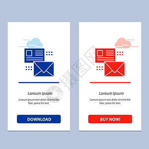 邮件对话电子邮件列表蓝色和红下载购买网络部件卡模板图片