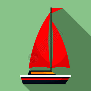 红色帆船插画