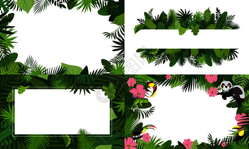 热带植物卡通风格背景图片