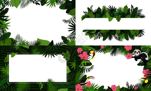 热带植物卡通风格背景图片