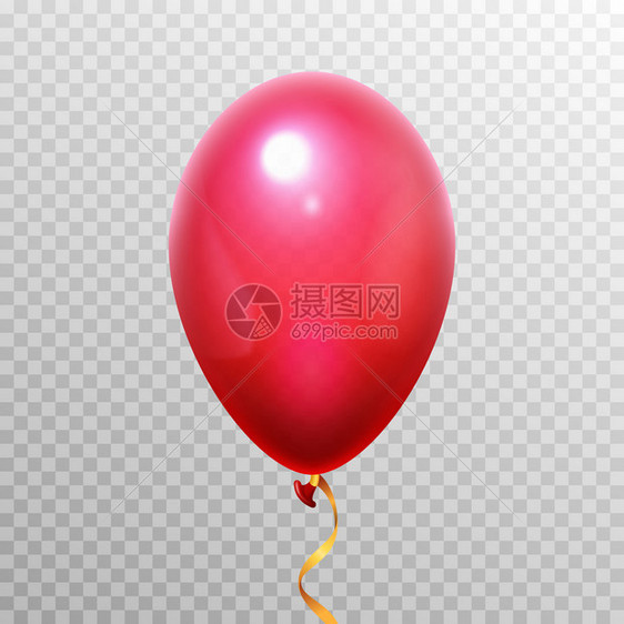现实的3d红色气球飞行的球用于庆祝生日派对或嘉年华节设计装饰矢量的乳胶吹泡物体以透明背景隔离飞行的氦气球用于政党设计矢量的气球以图片