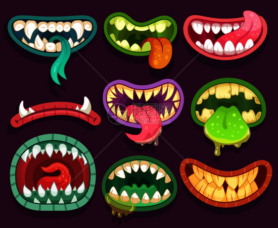 怪兽嘴牙和舌头图片