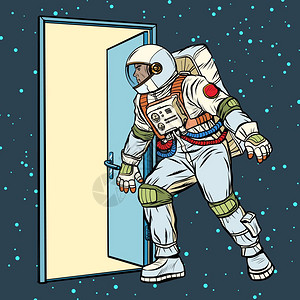 宇宙航员打开太空之门图片