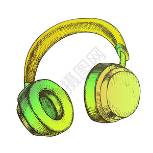 用于磁带播放器的便携式电子装置耳机立体声动态耳机meloani倾听器设备插图彩色听音设备无线耳机矢量图片