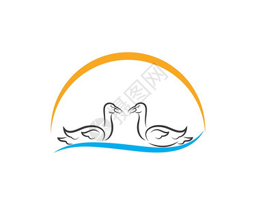 美女 动物swan标志模板矢量说明设计插画