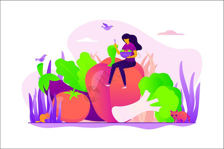 蔬菜女人素食主义者插画