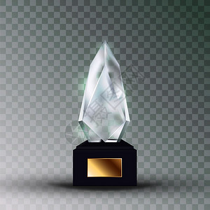 3D立体水晶奖杯矢量元素插画