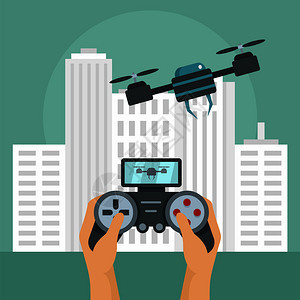 游戏棍控制无人机背景用于网络设计的游戏棍控制无人机矢量背景的平板插图游戏棍控制无人机背景平板风格图片