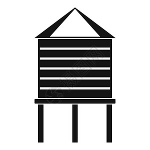 农场水塔图标简单说明农场水塔矢量图标用于孤立在白色背景上的网络设计图片