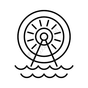 图标能矢量图标插用于孤立白色背景的网络设计水能轮图标大纲样式插画