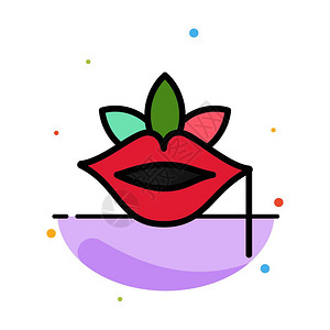 玫瑰花瓣 女人嘴唇花玫瑰春抽象平板颜色图标模插画