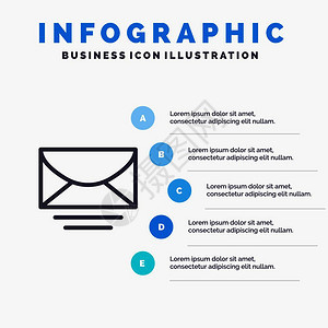 邮件信带有5步插图背景的全线标图片