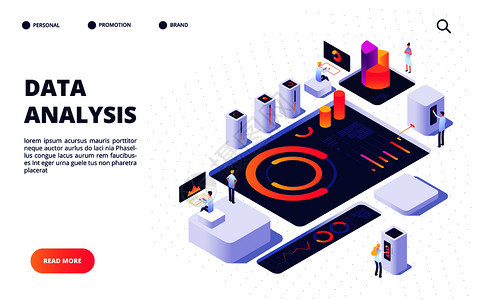 商业小组建立数字信息图配有仪表板图和着陆页矢量设计图片
