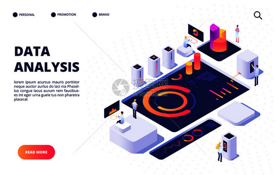 商业小组建立数字信息图配有仪表板图和着陆页矢量设计图片