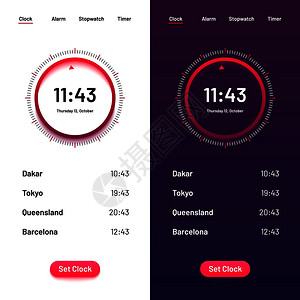 日夜时间倒计ui智能手机矢量显示的时钟界面移动的时钟u应用程序界面时间智能手机矢量说明的时钟界面图片