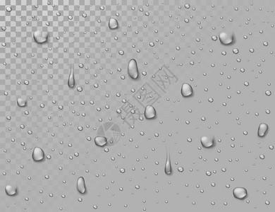 水滴在透明湿玻璃窗上图片