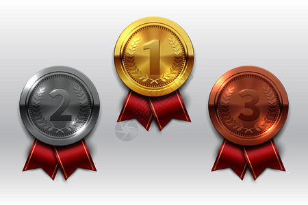 奖励艺术照金银铜奖牌插画