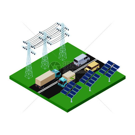 白色隔离生态电力传输高速公路等概念图图片