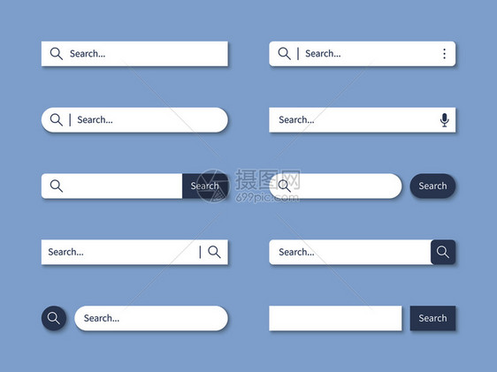 搜索栏互联网字段带有阴影的网站ui栏和带有文本web格式模板的按键矢量计算机地址符号的空在线搜索引擎框栏字段带有阴影的网站栏和带图片