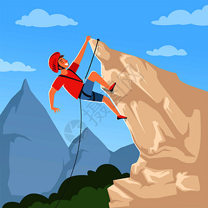 雲石戴着安全帽的登山男人插画