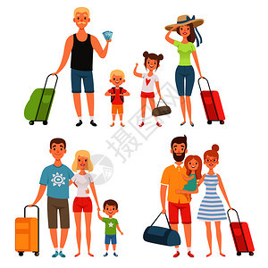 暑假幸福家庭旅行带随身行李图片